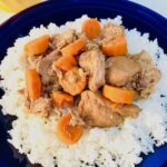 5-Ingredient Slow Cooker Pork Stew is easy and flavorful! Served over Rice, it's a perfect family dinner.