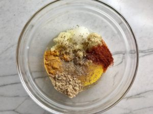 Moroccan Spices in a bowl for Turkey Meatballs for Pita Bread Sandwiches Recipe.