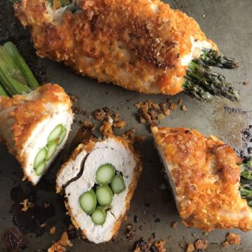 4-Ingredient DORITO CHICKEN and Asparagus Rolls! Yes, Doritos, my friend. The Doritos add a salty and crispy crust to the outside of the chicken with a hint of cheesy flavor. The Chicken stays moist and juicy rolled up and you get this fresh bite of Spring in the center with the Asparagus.