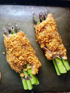 4-Ingredient DORITO CHICKEN and Asparagus Rolls! Yes, Doritos, my friend. The Doritos add a salty and crispy crust to the outside of the chicken with a hint of cheesy flavor. The Chicken stays moist and juicy rolled up and you get this fresh bite of Spring in the center with the Asparagus.