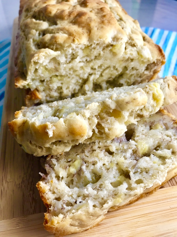 4 Ingredient Banana Bread could not be any EASIER! It is moist, delicious, and so incredibly simple that you can whip it up in 5 minutes, then bake it in the oven.