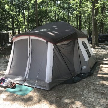 Camping with Kids Guide! 6'x11' Tent with Screen Room sleeps 4-8 ppl! This was a lifesaver for us with the kids. Easy to put up too!