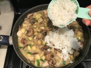 Zucchini and Chicken Rice Skillet is a creamy and flavorful recipe filled with different textures from the mushrooms, onion, zucchini, chicken, and rice. It's also incredibly easy to make as it all comes together in one skillet.