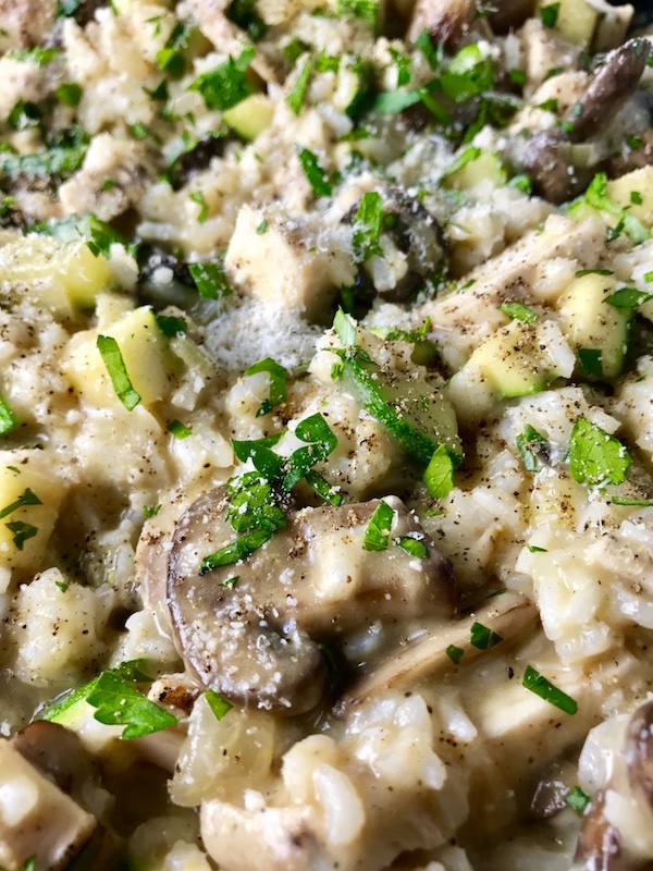 Zucchini and Chicken Rice Skillet is a creamy and flavorful recipe filled with different textures from the mushrooms, onion, zucchini, chicken, and rice. It's also incredibly easy to make as it all comes together in one skillet.