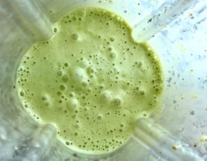 Basil & Chive Yogurt Dressing blended in blender. This dressing with Lemon and Honey is creamy, light, savory, and a little bit sweet. It takes only minutes to make this delicious homemade dressing. Basil & Chive Yogurt Dressing is perfect for salads, for drizzling over roasted veggies, steak, chicken, or fish, and amazing for dipping fries into!!