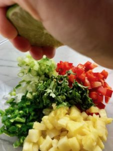 Fresh, bright, sweet, creamy, crunchy, and bursting with flavor, this Zippy Pineapple Salsa has red pepper, jalapeño, cilantro, scallion, lime, and avocado. It's the perfect topping for just about anything grilled. It's also just perfect for eating with chips or as a salad on it's own!