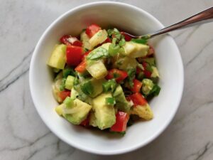 Fresh, bright, sweet, creamy, crunchy, and bursting with flavor, this Zippy Pineapple Salsa has red pepper, jalapeño, cilantro, scallion, lime, and avocado. It's the perfect topping for just about anything grilled. It's also just perfect for eating with chips or as a salad on it's own!