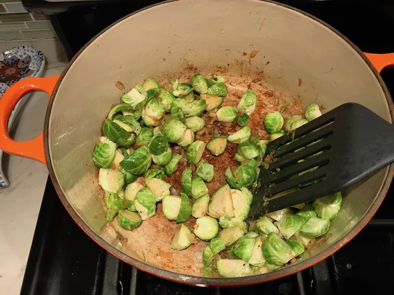 Cooking brussel sprouts for Easy Bacon Brussel Sprouts and Chicken recipe. It's a perfect quick Fall Recipe! It has a creamy sauce filled with salty bacon, earthy and almost nutty seared brussel sprouts, and hearty healthy chicken. Serve over rice (or Quinoa or pasta!).