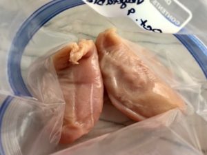 Two Chicken Breasts in Freezer Bag for a 5-Ingredient Homemade Chicken Soup. It's thick, creamy, and hearty. It's filled with flavorful broth, meaty shredded chicken, and sweet bursts of bright veggies. You can prepare all of the ingredients ahead and freeze them until you are ready to cook. Then, thaw, pour into the Slow Cooker, set and forget.