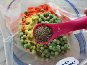 Black Pepper added to Freezer Bag for a 5-Ingredient Homemade Chicken Soup. It's thick, creamy, and hearty. It's filled with flavorful broth, meaty shredded chicken, and sweet bursts of bright veggies. You can prepare all of the ingredients ahead and freeze them until you are ready to cook. Then, thaw, pour into the Slow Cooker, set and forget.