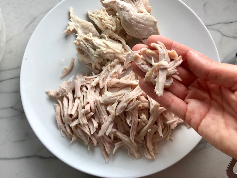 Shredded Turkey for Turkey Ricotta Stuffed Shells in Tomato Sauce. They are the perfect way to repurpose and transform leftover Turkey or Chicken. The Shredded Turkey, Italian seasonings, mozzarella, and ricotta are stuffed in shells and topped with a simple tomato sauce and more melty mozzarella and nutty parmesan, it's a perfect dish that the family will love!