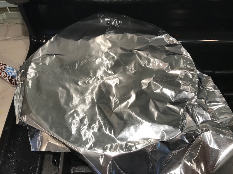 Aluminum covering skillet for Sesame Sweet Chili Chicken recipe. It is slightly sweet, tangy, savory, nutty, with a touch of heat. You can prepare it days ahead, it takes just minutes to prepare, minutes to cook, and everyone will love it!! #chicken #marinades #easydinner #easychicken #chickenrecipes #easysauces #healthydinner #healthyfood #healthyrecipes