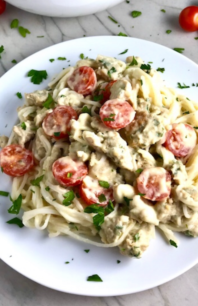 Italian Sausage Cauli-Cream Pasta with Grape Tomatoes