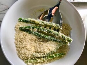 Making Parmesan Green Bean Fries