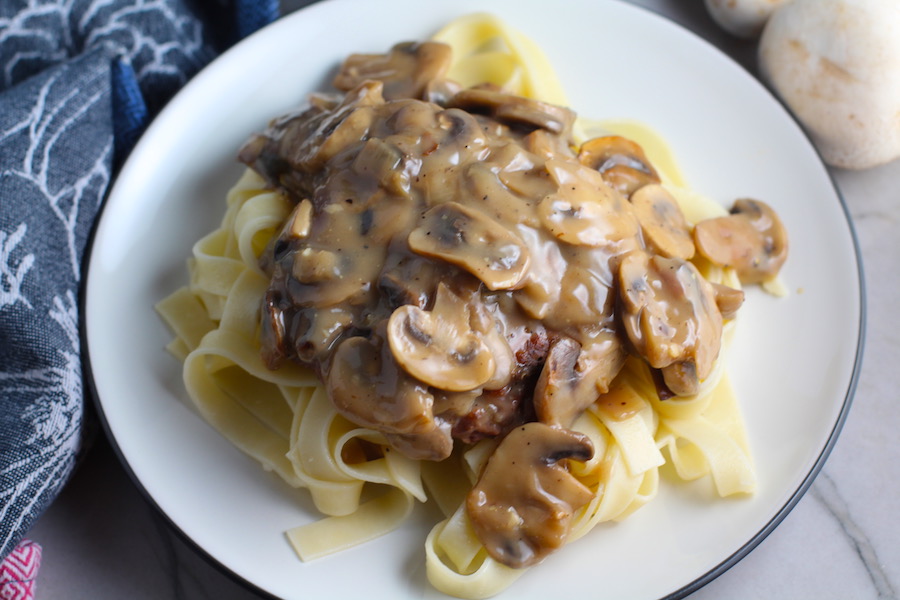Mushroom Sauce over pasta. #vegetarian #healthydinner #dinnerideas #mushrooms