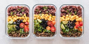 identical meal prep containers.