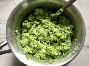 Green Rice in pot. This Green Rice Recipe takes white rice from plain to amazing with just 5 ingredients. Filled with herbs and spinach, it has the perfect herby flavor.