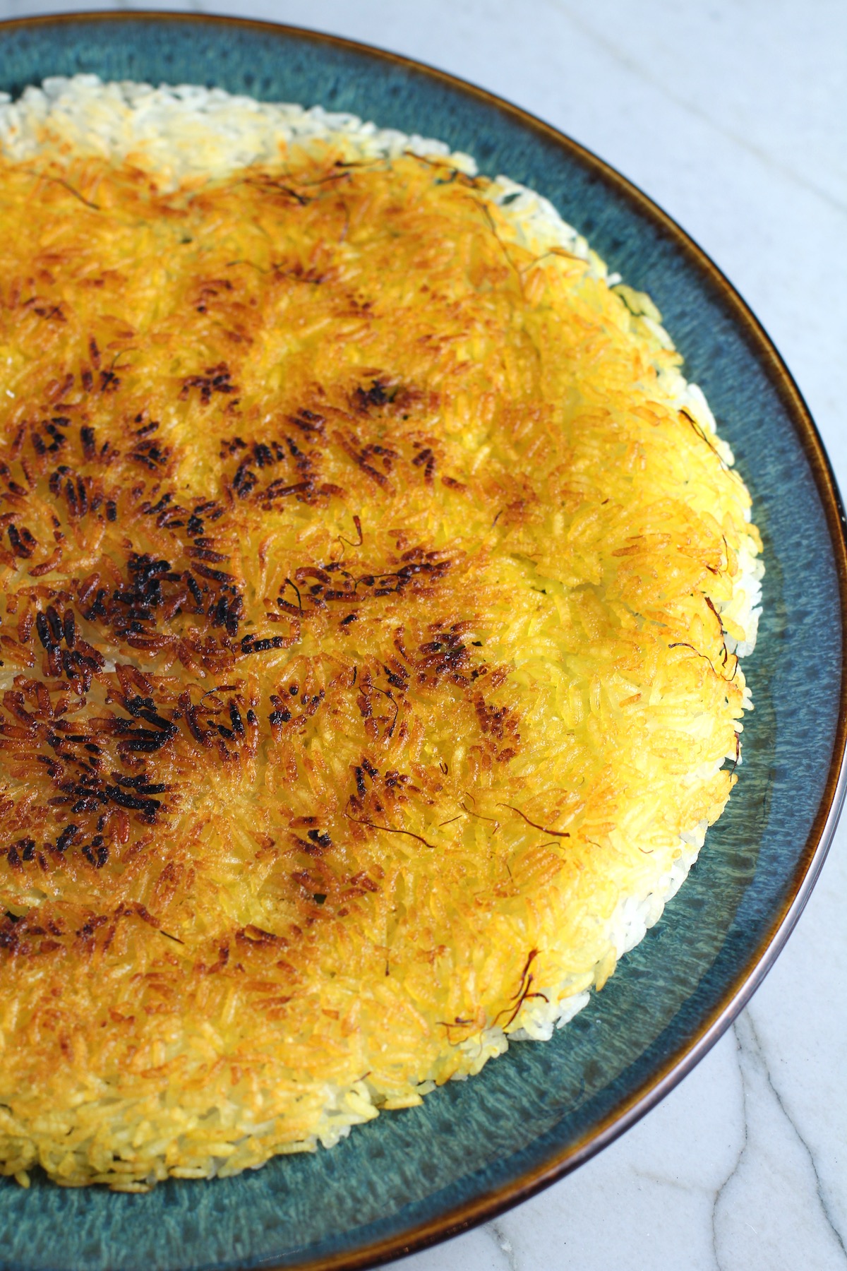 Saffron Butter Crispy Rice on a plate.