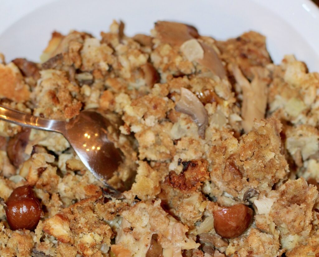 Thanksgiving Stuffing for reheating thanksgiving sides.