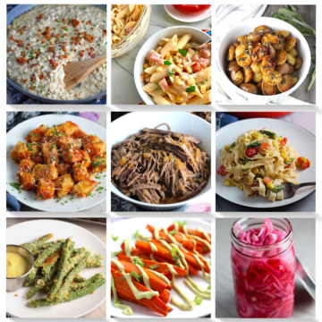 Collage of 9 pictures of sides for Brisket.